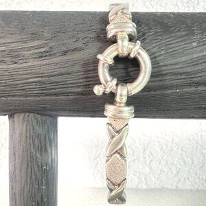 Milor Italy 925 Sterling Silver XO Link Bracelet – 17.3g Hugs & Kisses Design